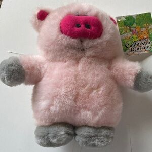 Pink and Gray Stuffed Pig